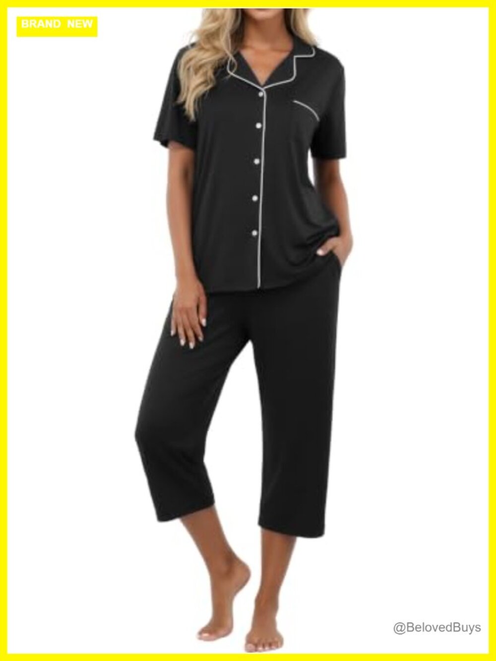 Women's Capri Pajama Set Button Down Notch Collar Pajamas